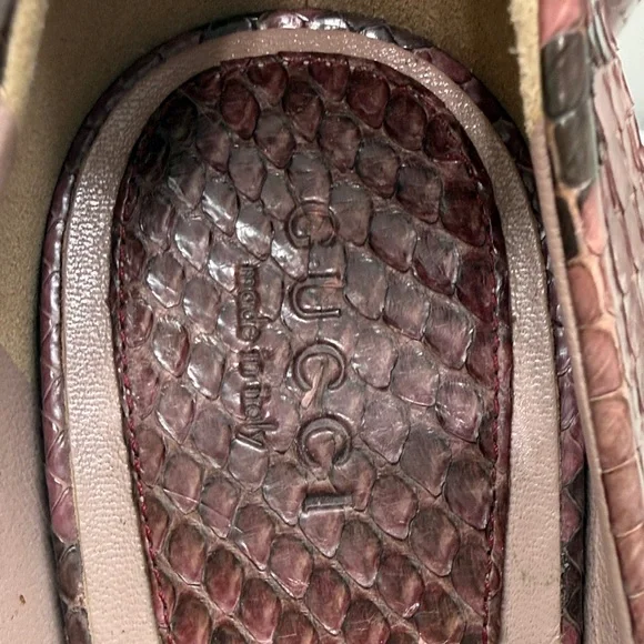 GUCCI PINK BLACK SNAKESKIN OPEN TOE PLATFORM PUMPS SIZE 36 EXCELLENT COND - Picture 7 of 12